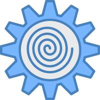 espiral línea lleno azul icono vector
