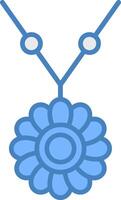 Necklace Line Filled Blue Icon vector