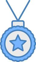 medalla línea lleno azul icono vector