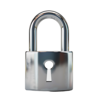 3d padlock on isolated transparent background png