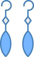 Earring Line Filled Blue Icon vector