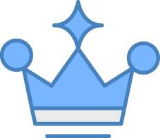 corona línea lleno azul icono vector