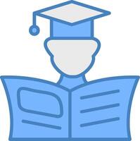 Student Line Filled Blue Icon vector