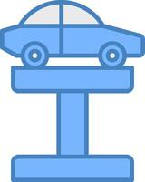coche Jack línea lleno azul icono vector