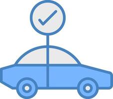 Car Check Line Filled Blue Icon vector