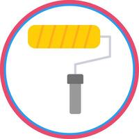 Roll Paint Brush Flat Circle Icon vector