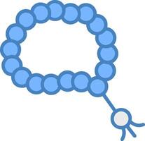 tasbih línea lleno azul icono vector