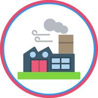 Factory Flat Circle Icon vector