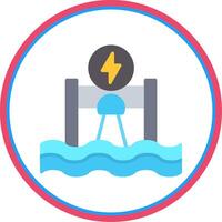 Hydroelectricity Flat Circle Icon vector