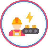 Industrial Worker Flat Circle Icon vector