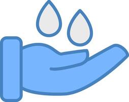 salvar agua línea lleno azul icono vector