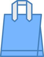 Tote Bag Line Filled Blue Icon vector