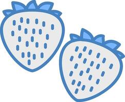 fresas línea lleno azul icono vector