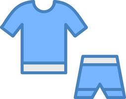 rutina de ejercicio ropa línea lleno azul icono vector