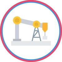 Drilling Rig Flat Circle Icon vector