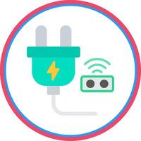 Smart Plug Flat Circle Icon vector