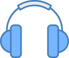 Headphone Line Filled Blue Icon vector