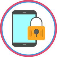 Mobile Security Flat Circle Icon vector