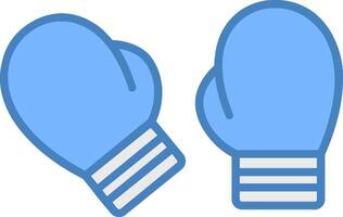 boxeo guante línea lleno azul icono vector