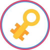 Old Key Flat Circle Icon vector