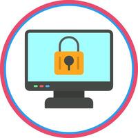 Locked Computer Flat Circle Icon vector