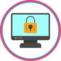 Locked Computer Flat Circle Icon vector