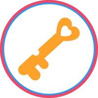 Love Key Flat Circle Icon vector