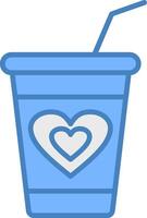 Milkshake Line Filled Blue Icon vector