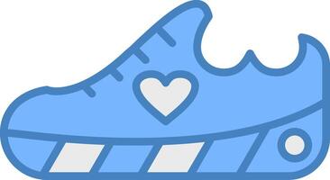 Zapatos línea lleno azul icono vector
