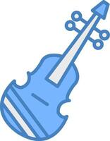 violín línea lleno azul icono vector