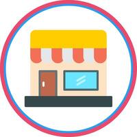 tienda plano circulo icono vector