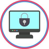 Locked Computer Flat Circle Icon vector