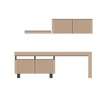 The table is a Scandinavian style console table. A wooden table. illustration of a flat style Modern room interior vector