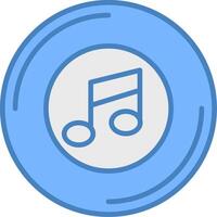 música línea lleno azul icono vector