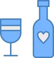 Wine Bottle Line Filled Blue Icon vector