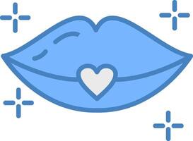 Lips Line Filled Blue Icon vector