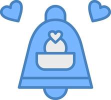 Wedding Bells Line Filled Blue Icon vector