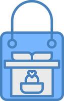 Gift Bag Line Filled Blue Icon vector