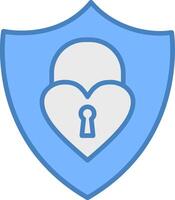 heart lock Line Filled Blue Icon vector