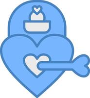 Love Key Line Filled Blue Icon vector