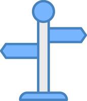 Direction Sign Line Filled Blue Icon vector