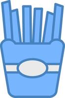 francés papas fritas línea lleno azul icono vector