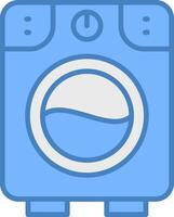 Washing Machine Line Filled Blue Icon vector