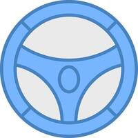 Steering Wheel Line Filled Blue Icon vector