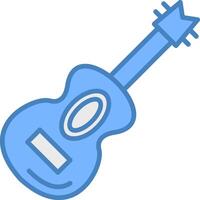 guitarra línea lleno azul icono vector