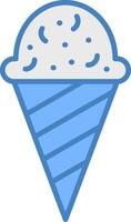 helado línea lleno azul icono vector