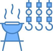 Bbq Line Filled Blue Icon vector