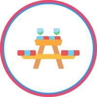 Picnic Table Flat Circle Icon vector
