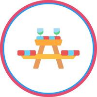 Picnic Table Flat Circle Icon vector