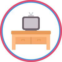 Tv Table Flat Circle Icon vector